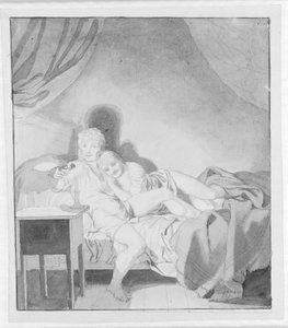 Una coppia affettuosa a letto da Christoffer Wilhelm Eckersberg