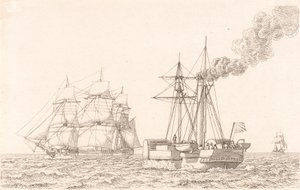 Battello a vapore e nave a vela da Christoffer Wilhelm Eckersberg
