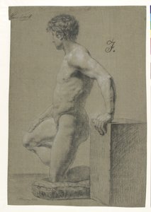 Figura maschile inginocchiata, profilo a sinistra da Christoffer Wilhelm Eckersberg