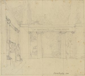 Parte del giardino di Villa Borghese con Porta Egiziana, Roma da Christoffer Wilhelm Eckersberg