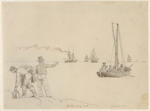 Passeggeri sbarcati sulla nave a vapore Caledonia