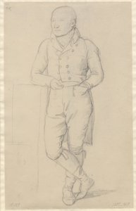 Ritratto di un uomo in piedi, con le gambe incrociate, appoggiato a un divano da Christoffer Wilhelm Eckersberg