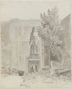 Statua romana antica in stile egiziano, probabilmente nel giardino di Palazzo Barberini