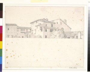 Case romane, viste oltre un muro da Christoffer Wilhelm Eckersberg