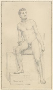 Modello maschile nudo seduto