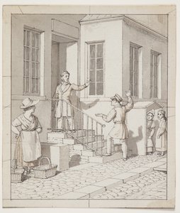 Litigio sulla scala. Studio preliminare per "Linearperspectiven anvendt paa Malerkunsten", Tavola VII, 2 da Christoffer Wilhelm Eckersberg