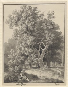 Paesaggio boschivo presso Svendstrup con alcune figure, in primo piano un uomo seduto con una vanga da Christoffer Wilhelm Eckersberg