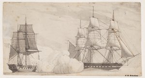 Due navi da guerra in combattimento (la fregata inglese Shannon e la fregata americana Chesapeake?) da Christoffer Wilhelm Eckersberg