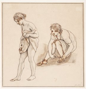 Due studi di una donna seminuda