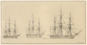 Tre Navi da Guerra Russe da Christoffer Wilhelm Eckersberg