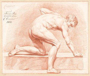 Nudo maschile inginocchiato, visto di lato (2º premio 1801) da C. Courier