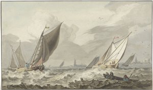 Zuiderzee con Medemblik in lontananza da C. Dietrich (prentmaker)