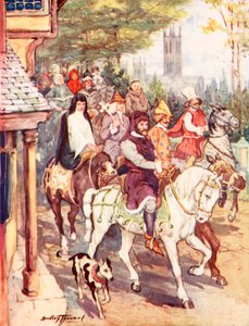 Chaucer in viaggio verso Canterbury con i pellegrini da C. Dudley Tennant