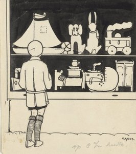 Dick guarda la vetrina di un negozio di giocattoli da C. Goes (signed by artist)