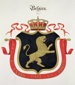 Stemma della Famiglia Reale Belga, da una collezione di acquerelli pubblicata in Germania da C. Hildebrandt