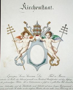 Stemma dello Stato della Chiesa del Vaticano, da una collezione di acquerelli pubblicata in Germania, c.1830-33