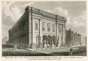 Vista occidentale del Teatro Reale, Drury Lane, Londra, da Great Russell Street da C. John Mayle Whichelo