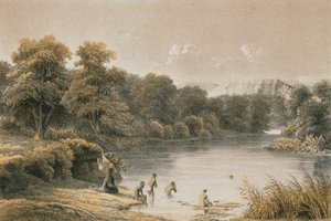 Fiume Giordano. Incisione di Schacher - Steinkopk J.F. Editore