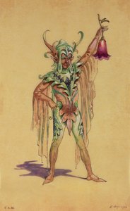 Robin Goodfellow, il Puck, costume per Sogno di una notte di mezza estate, prodotto da R Courtneidge al Princes Theatre, Manchester