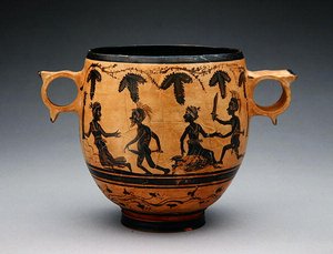 Skyphos con Scene di Parodia, c.430-410 a.C. da Cabirian