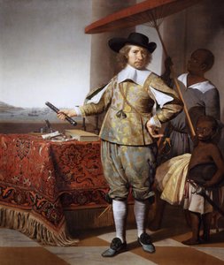 Olandese: Ritratto di Wollebrant Geleynssen de Jongh (1594-1674) Ritratto di Wollebrand Geleynsz de Jongh (1594-1674), con un servitore e un bambino