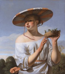 Ragazza con cappello grande
