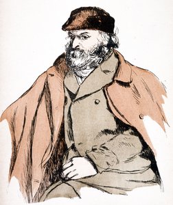 Ritratto illustrato di Paul Cezanne (1839 - 1906), artista francese e pittore post-impressionista. (incisione)