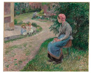 Un servitore seduto nel giardino a Eragny, 1884 da Camille Jacob Pissarro