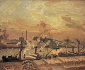 Scarico di legname, quai de la Bourse, tramonto, 1898