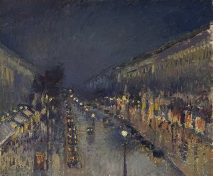 Il Boulevard Montmartre di notte da Camille Jacob Pissarro