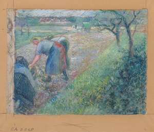 Lavoratori dei campi, Pontoise, 1880 da Camille Jacob Pissarro