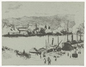 Vista sul molo della Senna a Rouen da Camille Jacob Pissarro