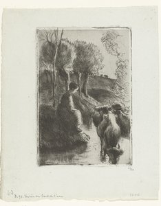 Pastorella con mucche vicino all