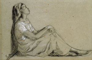 Giovane donna nera seduta, 1855-57 da Camille Jacob Pissarro