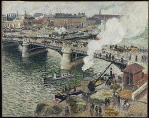 Pont Boieldieu a Rouen, tempo umido da Camille Jacob Pissarro