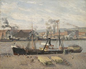 Porto di Rouen, scarico del legno, 1898 da Camille Jacob Pissarro