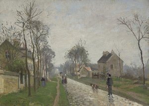 Route de Versailles, Louveciennes, Effetto Pioggia, 1870 da Camille Jacob Pissarro