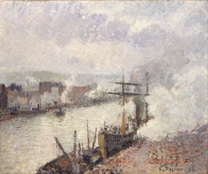 Battelli a vapore nel porto di Rouen, 1896 da Camille Jacob Pissarro