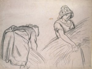 Studio di due mietitrici, 1882 da Camille Jacob Pissarro