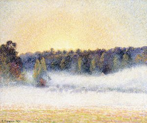Tramonto e nebbia a Eragny, 1891 da Camille Jacob Pissarro