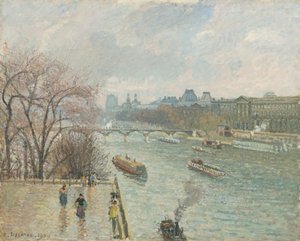 Il Louvre, pomeriggio, tempo piovoso, 1900 da Camille Jacob Pissarro
