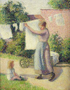 Donna che Stende il Bucato, 1887 da Camille Jacob Pissarro