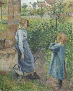 Donna e bambino al pozzo da Camille Jacob Pissarro