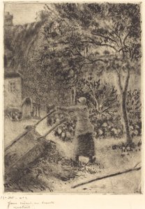 Una donna che svuota una carriola da Camille Pissarro