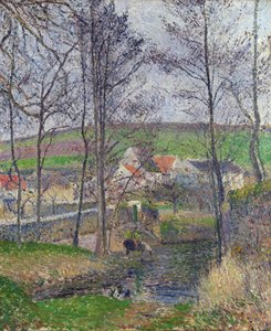 Le rive della Viosne a Osny, tempo grigio, inverno da Camille Pissarro
