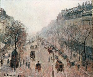 Boulevard Montmartre in una mattina nebbiosa e soleggiata, 1897 da Camille Jacob Pissarro
