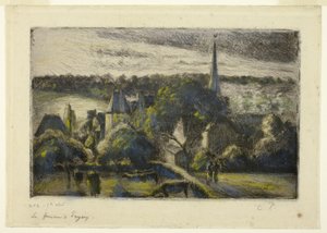 Chiesa e fattoria a Éragny da Camille Pissarro