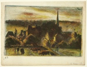 Chiesa e fattoria a Éragny da Camille Pissarro