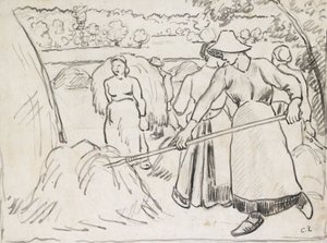 Studio compositivo di mietitori in un paesaggio