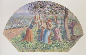 Progetto per un ventaglio: I piantatori di piselli, 1890 da Camille Pissarro